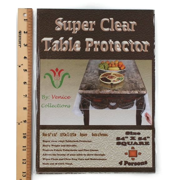Super Clear Extra Heavy Duty, Durable 100% Vinyl Tablecloth protector & Table cover Size 54 X 54 Inches Square