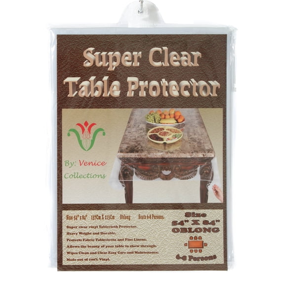 Super Clear Extra Heavy Duty, Durable 100% Vinyl Tablecloth protector & Table cover Size 54 X 84 Inches Oblong