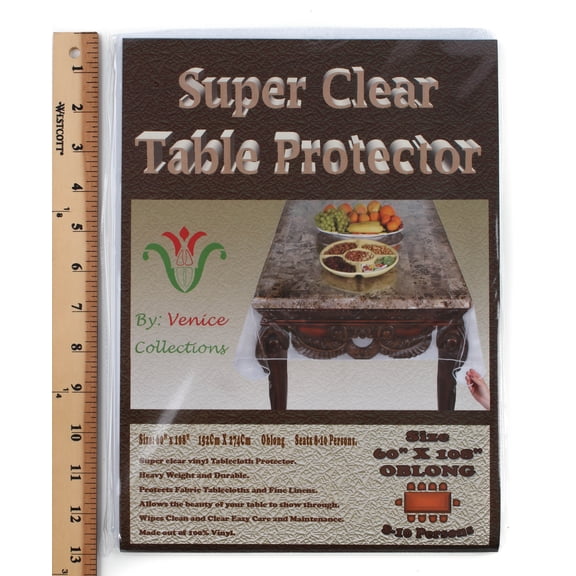 Super Clear Extra Heavy Duty, Durable 100% Vinyl Tablecloth protector & Table cover Size 60 X 108 Inches Oblong