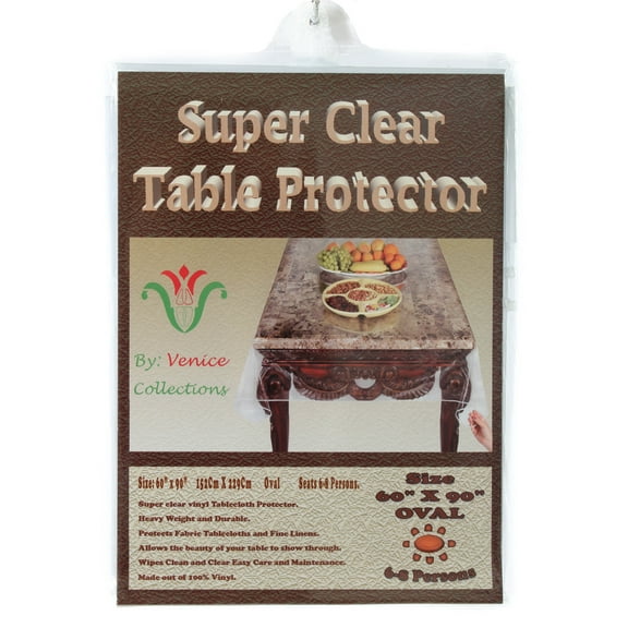 Super Clear Extra Heavy Duty, Durable 100% Vinyl Tablecloth protector & Table cover Size 60 X 90 inches Oval