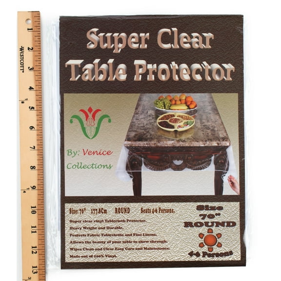 Super Clear Extra Heavy Duty, Durable 100% Vinyl Tablecloth protector & Table cover Size 70 Inches Round