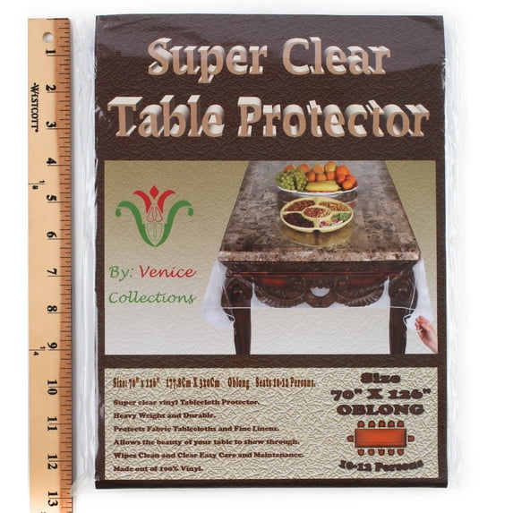 Super Clear Extra Heavy Duty, Durable 100% Vinyl Tablecloth protector & Table cover Size 70 X 126 Inches Oblong