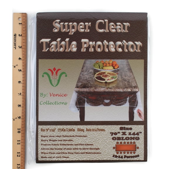 Super Clear Extra Heavy Duty, Durable 100% Vinyl Tablecloth protector & Table cover Size 70 X 144 Inches Oblong