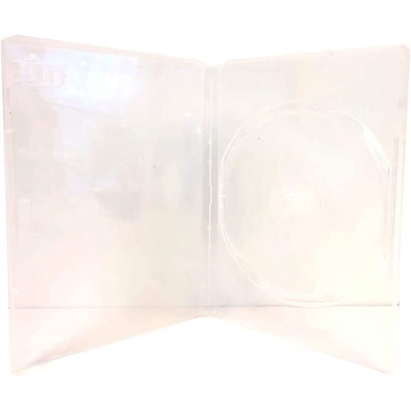 Super Clear Single DVD Cases 14mm Standard Thickness for Single Disc Storage with Clear Wrap Around Sleeve (100-pack)