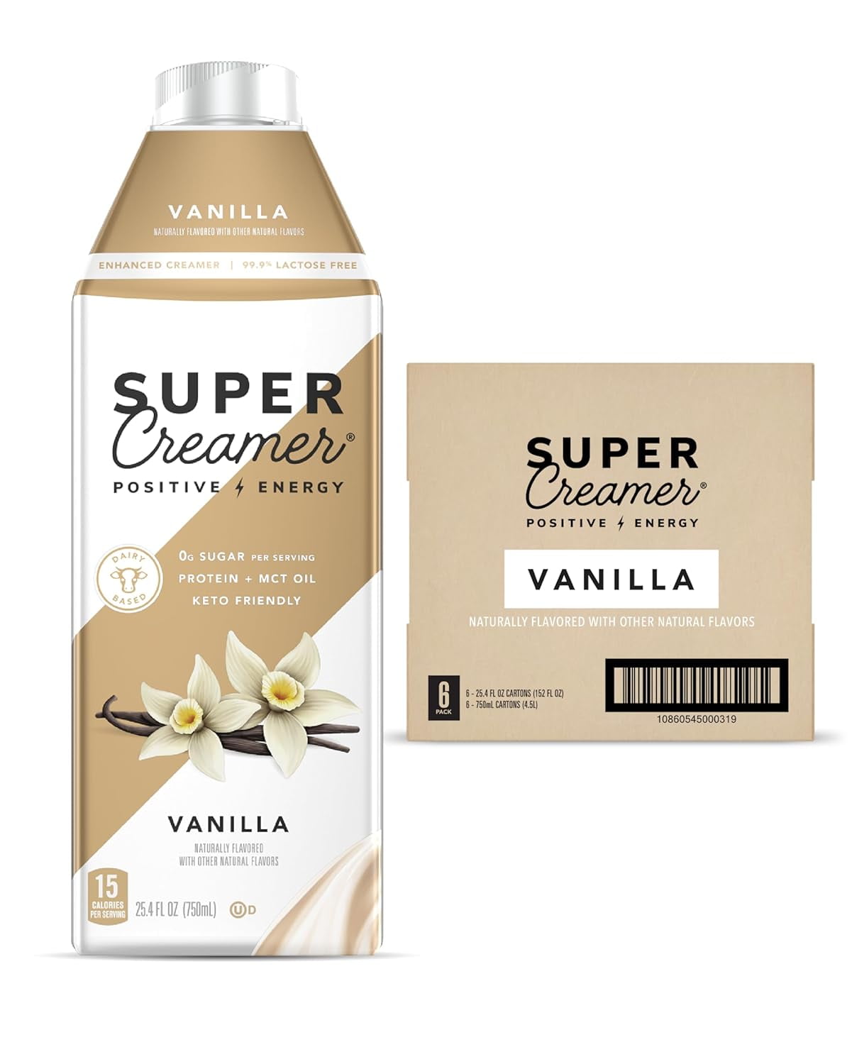 Super Coffee Vanilla Coffee Creamer, 25.4 Fl Oz, 6 Pack, 1g