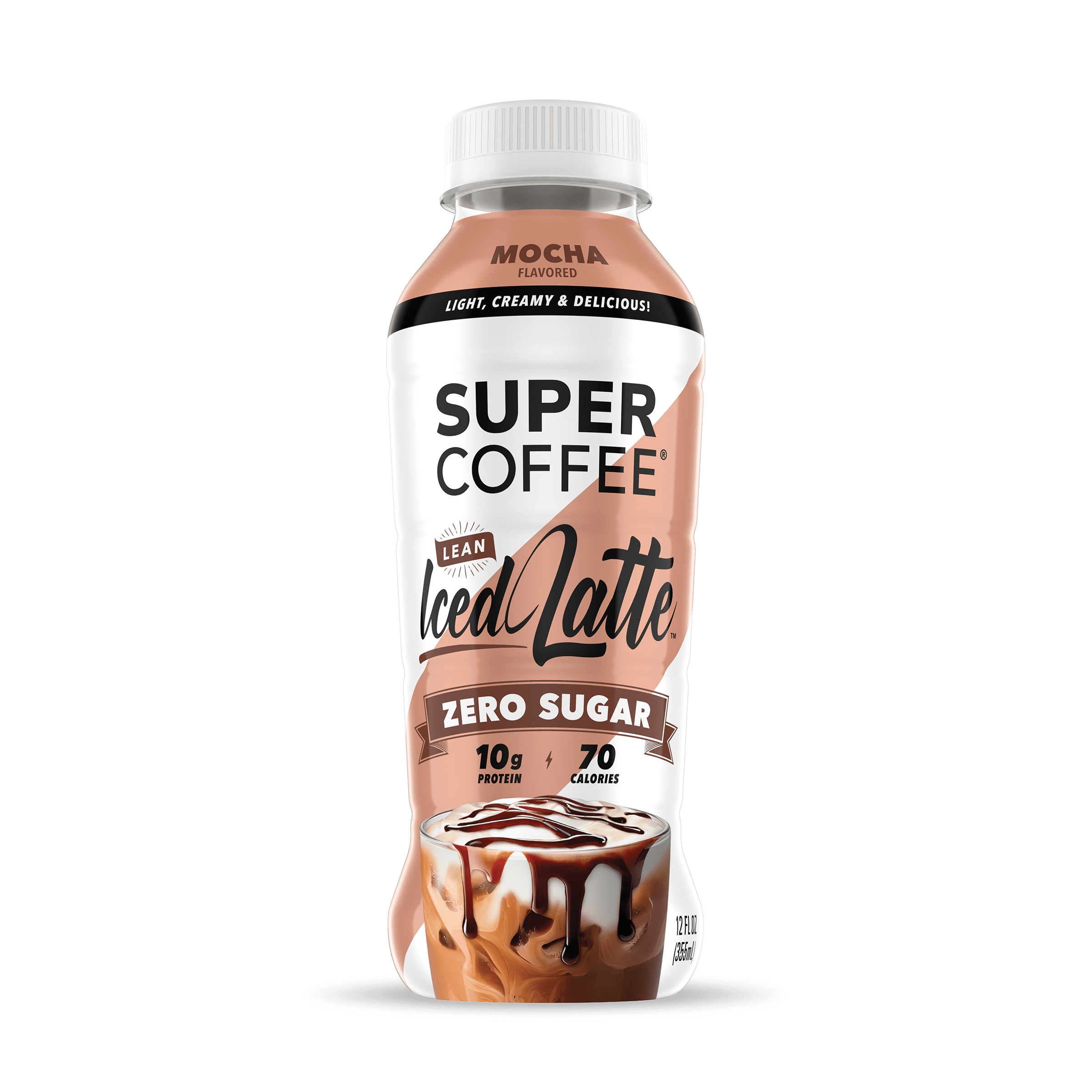 Super Coffee Mocha Latte Iced Coffee Bottle 12 fl oz with Cow Milk
