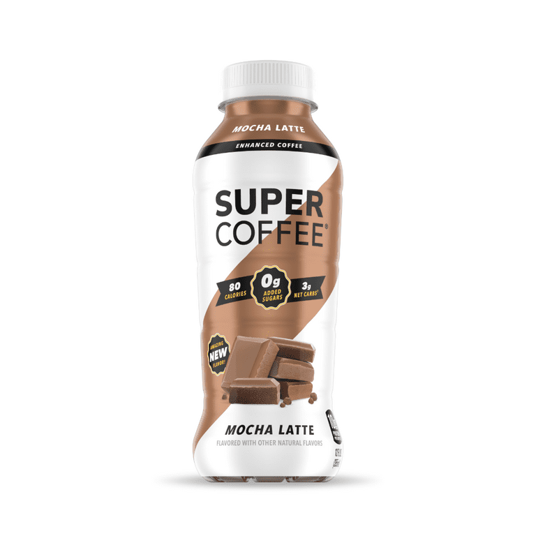 Super Coffee Mocha Latte Iced Coffee Bottle 12 fl oz with Cow Milk