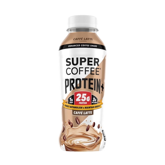 Super Coffee Protein+ Caffe Latte Iced Coffee Drink, 12 fl oz, 25g Protein Liquid