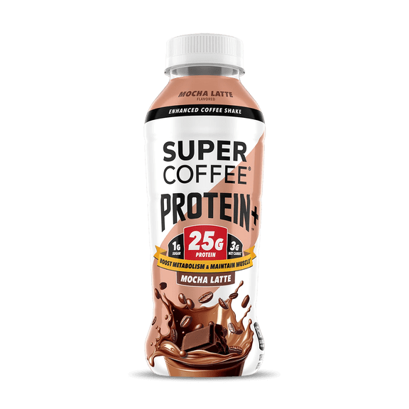Super Coffee Protein+ Mocha Iced Coffee Drink, 12 fl oz, Single Bottle, 25g Protein Liquids
