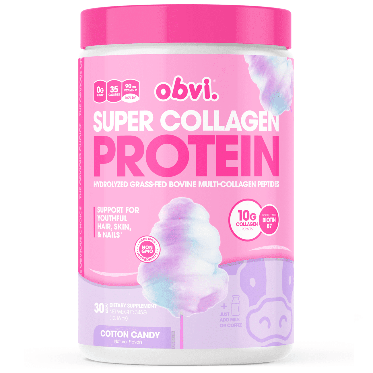 Super Collagen Protein Powder by Obvi - Cotton Candy