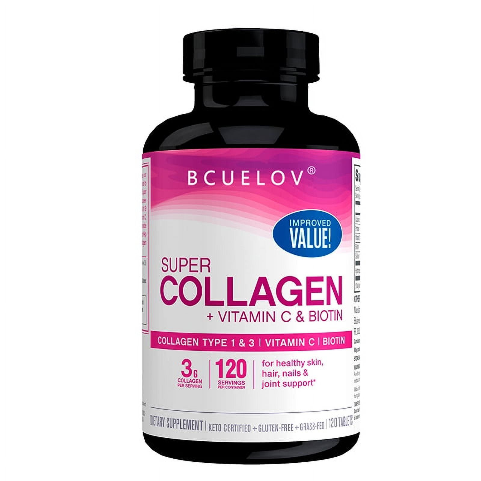 Super Collagen With Vitamin C and Biotin, Skin, Hair and Nails Supplement, Includes Antioxidants, 120 Capsules