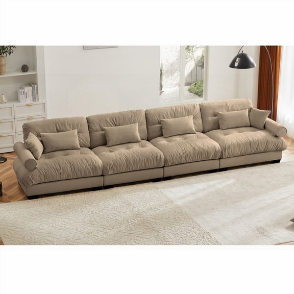 Super Comfort Velvet Modular Sectional Sofa with Movable Ottoman