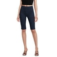 thumbnail image 1 of Hybrid & Company Womens Super Stretch Causal Pull On Millennium Twill Bermuda Shorts KB44972 Navy M, 1 of 4