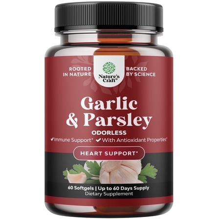 Nature’s Craft Odorless Parsley & Garlic Supplements for Immune Support & Heart Health, 60 Softgels