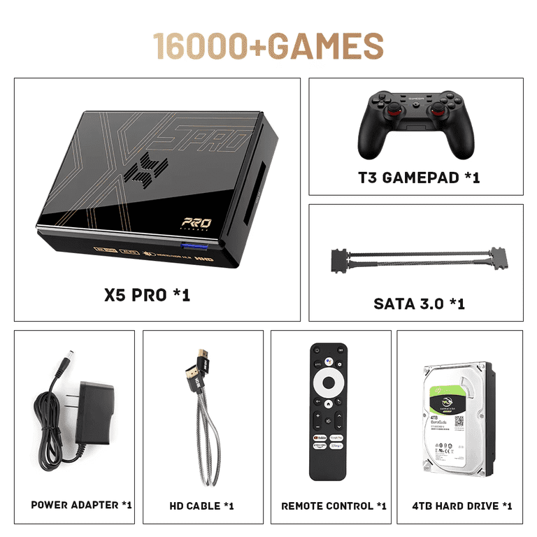 Super Console X5 PRO Retro Game Console 4TB Plug & Play with 16000