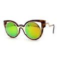thumbnail image 1 of Super Cool Double Rim Art Deco Cat Eye Bolt Arm Sunglasses Gold Tortoise - Yellow Mirror, 1 of 4