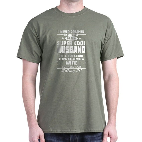 CafePress - Super Cool Husband Of A Freaking Awesome Wife T Sh - Men's Classic Graphic Cotton T-Shirt