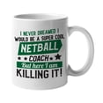 thumbnail image 1 of Super Cool Netball Coach White Ceramic Coffee & Tea Mug (11oz), 1 of 3