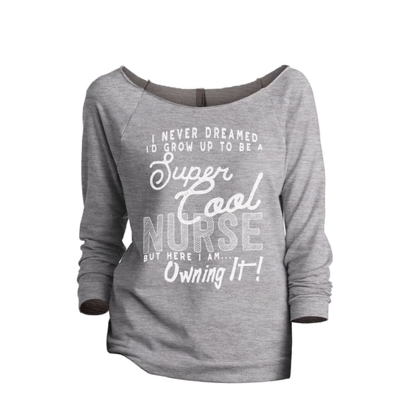 Super Cool Nurse Women's Fashion Slouchy 3/4 Sleeves Raglan Lightweight Sweatshirt Sport Grey Small