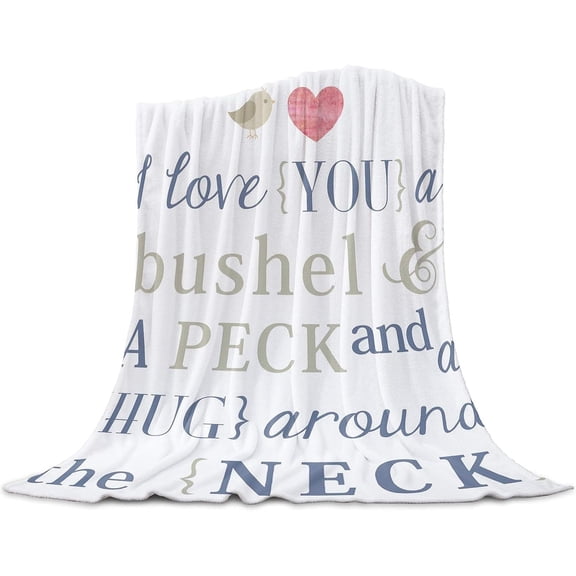Super Cozy Plush Bed Blankets 50"x60" Kids Blankets I Love You a Bushel and a peck and a Hug Around The Neck Lightweight Fleece Flannel Blankets for Living Room Bedroom Sofa Couch Travel Camping