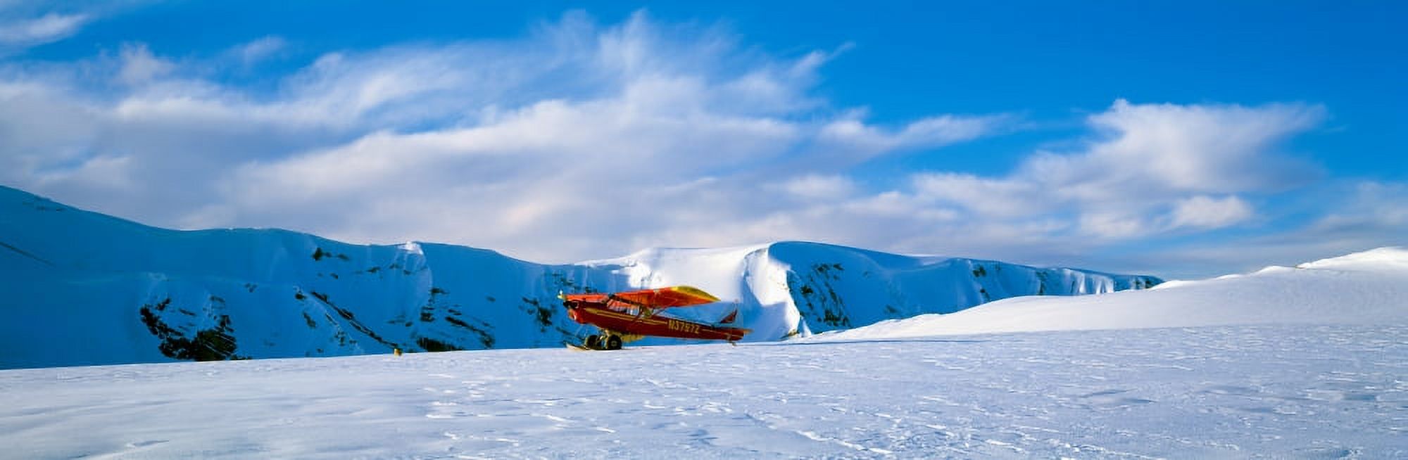 Super Cub Piper bush airplane Wrangell-St Elias National Park Alaska Canvas Art - Panoramic Images (27 x 9)