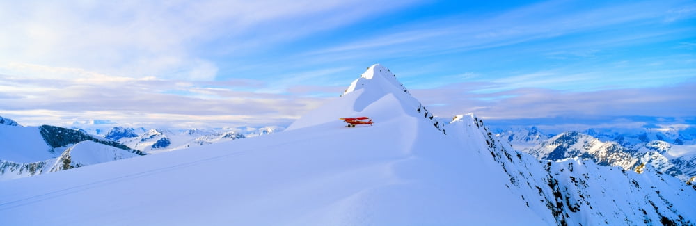 Super Cub Piper bush airplane Wrangell-St Elias National Park Alaska Canvas Art - Panoramic Images (27 x 9)