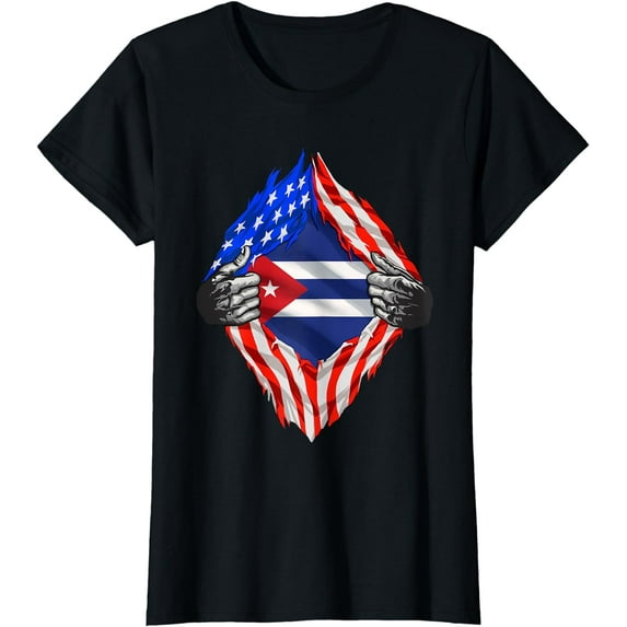Super Cuban Heritage Cuba USA Flag T-Shirt