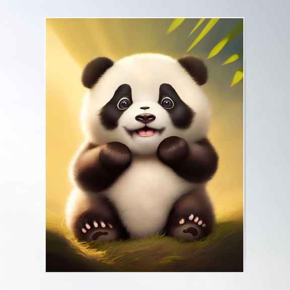 Super Cute Adorable, Baby Panda Bear Poster Wall Art, Modern Wall Decor For Living Room Bedroom, 16x24 UNFRAMED