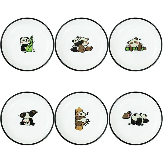 Super Cute Cartoon Animal Ceramic Sauce Dishes, Seasoning Dishes, Little Cat Dog Bird Feeding Bowls, Sushi Soy Dipping Bowls, Appetizer Plates, Dessert Plates, Set of 6-Cats-5 Inch