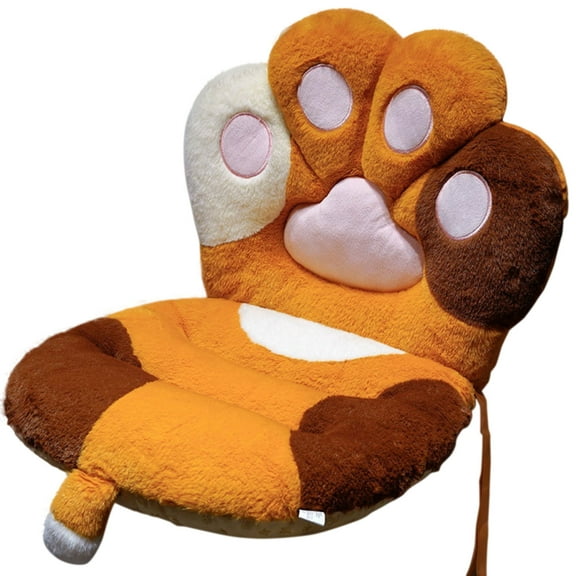 Super Cute Cartoon Cat Paw One-Piece连体腰靠坐垫, Soft And Comfortable Fluffy Fabric, Home Dorm Study Work适用, 40*45Cm 1Pc