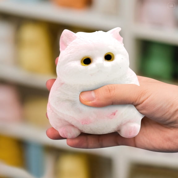 Super Cute Cat Pinch High Value Decompression Toys Pinch Fun Educational Toys, Handmade Soft Plush Cat Stress Relief Squeeze Balls, Squatting Cat Design For Anxiety Relief & Adhd,
