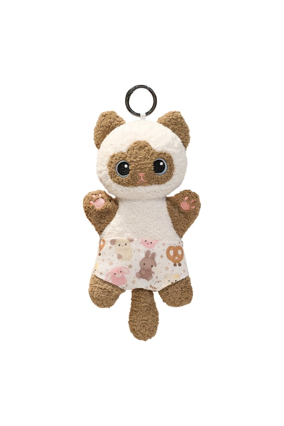 Super Cute Funny Big Eyes Cat Plush Toys Stuffed Animals Pendant, 7.87'' Kitty Wearing Pants Soft Toys Keychain, Plushies Key Chain Ring Bag Pendant for Gift