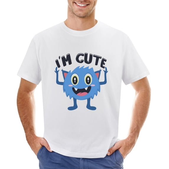 Super Cute Men’s Graphic T-shirt Vintage Short Sleeve Sport Tee White S
