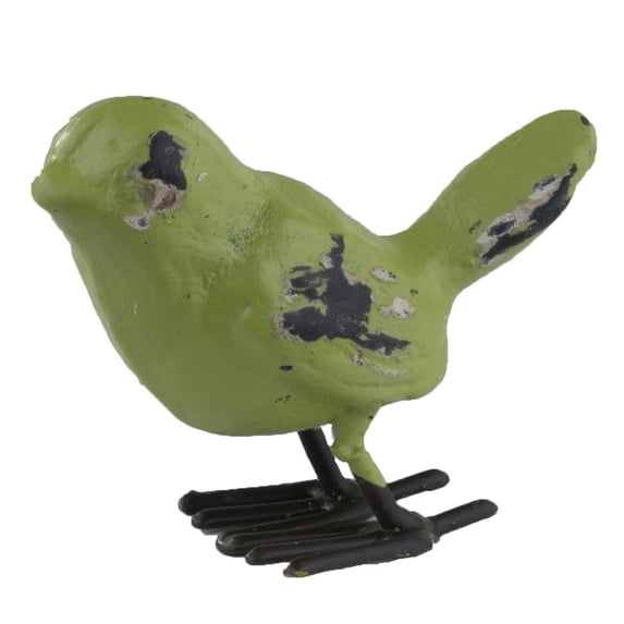 Super Cute Mini Cast Iron Bird Figurine In Choice Of Color (Green)