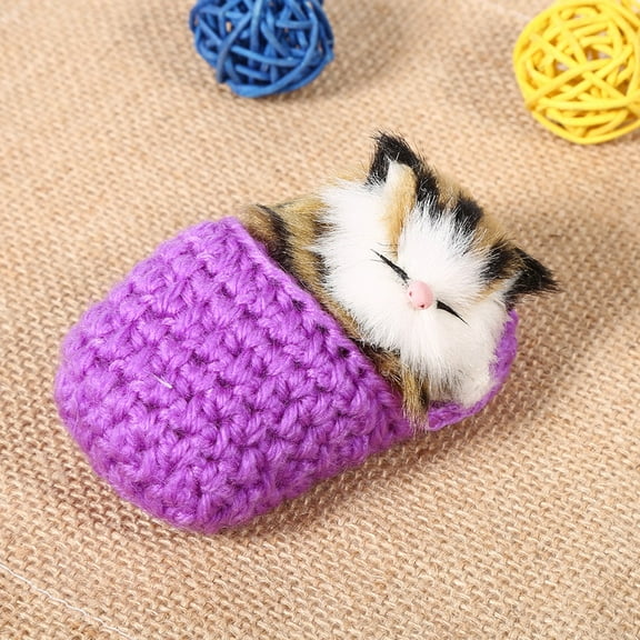 Super Cute Mini Simulation Sounding Shoe Kittens Cats Plush Toys Doll Christmas Gift Purple