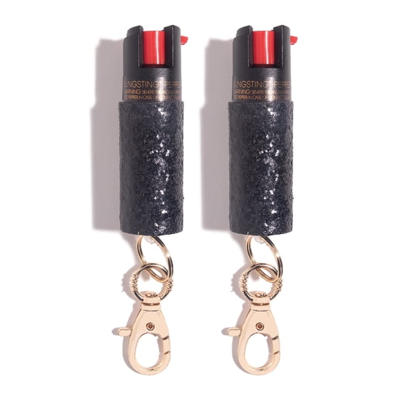 BLINGSTING Pepper Spray Keychain for Self Defense, Black, 2 Pack