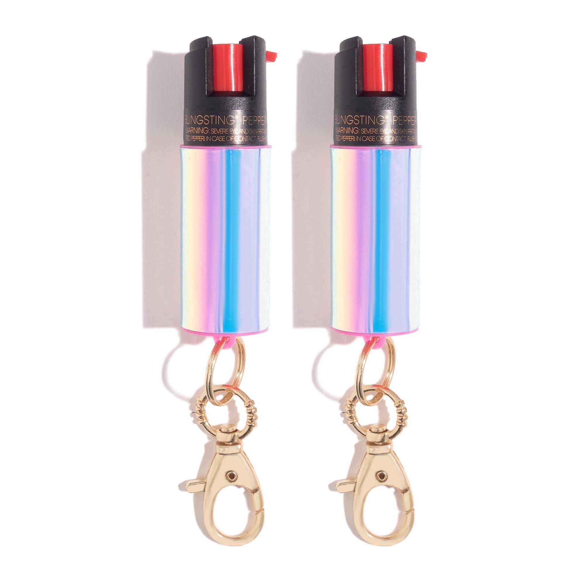BLINGSTING Pepper Spray Keychain for Self Defense, Holographic, 2 Pack