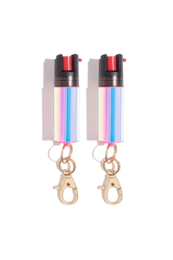 Pepper Spray Keychain for Self Defense, Holographic, 2 Pack