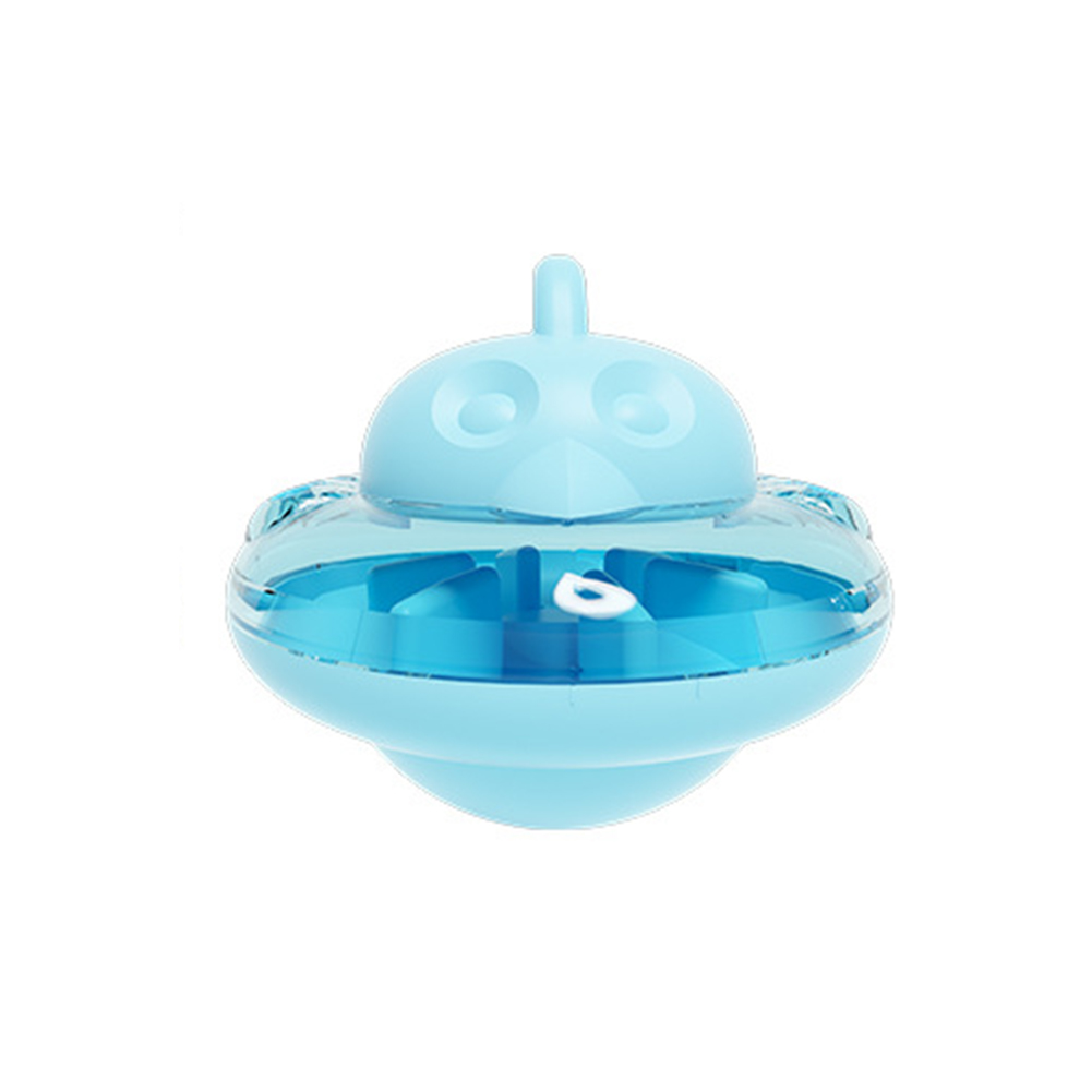 Super Cute Puzzle Tumbler Leaky Feeder, Rubber Flying Saucer, Pet Toy, Blue