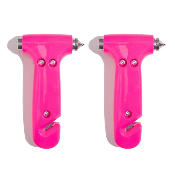 Super-Cute Safety Hammer Emergency Escape Tool, Seat Belt Cutter and Car Window Breaker, Pink, Pack of 2