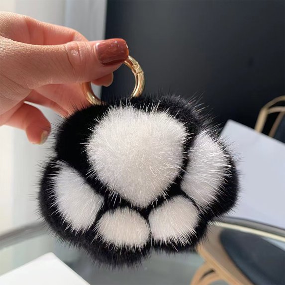 Super Cute Soft Plush Cat Paw Keychain Fluffy Warm Comfortable Pink Kitty Hand Key Chain Ring Holder Bag Purse Pendant