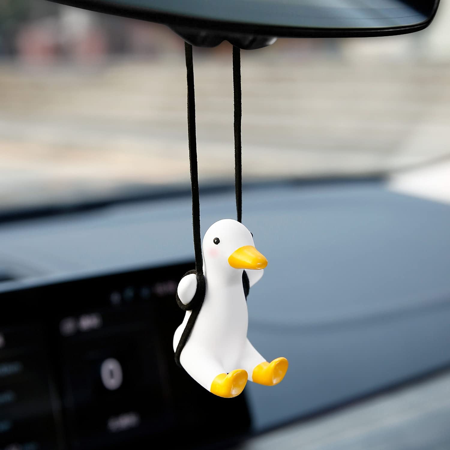 Adorable Swinging Duck Rearview Mirror Hanging Figurine Auto Vehicle