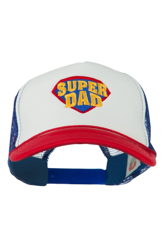 Super DAD Embroidered Foam Mesh Back Cap - Red White Royal OSFM