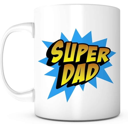 Super Dad-Father‘s Day Mug,Funny Coffee Mug,Quotes Sayings for Dad,Father in Law Mug,Birthday Present from Son/Daughter Ceramic 11OZ Tea Mug Dad Mug