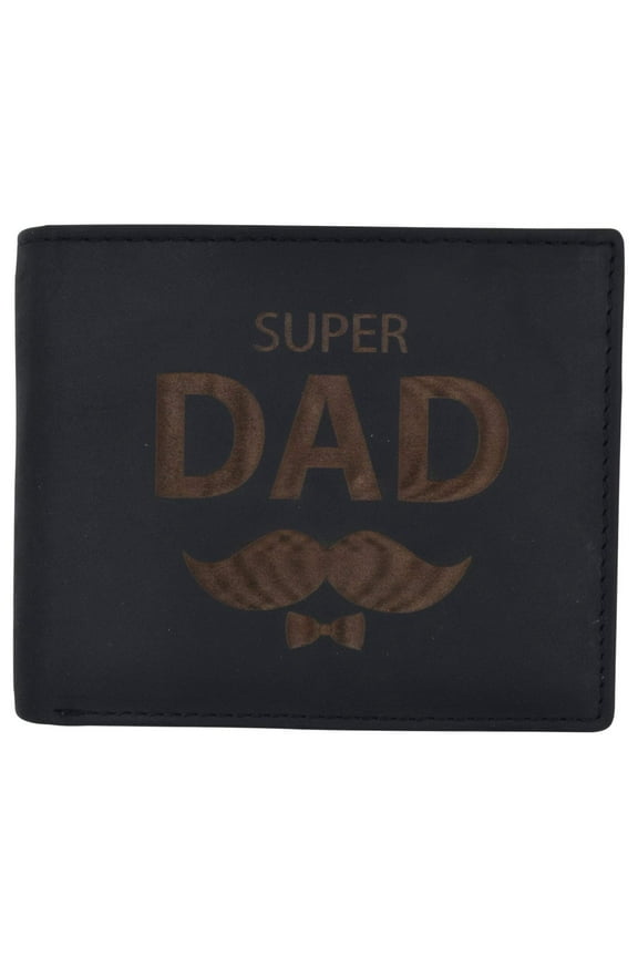 Super Dad Mens RFID Blocking Leather Bifold Wallet Father's Day gift