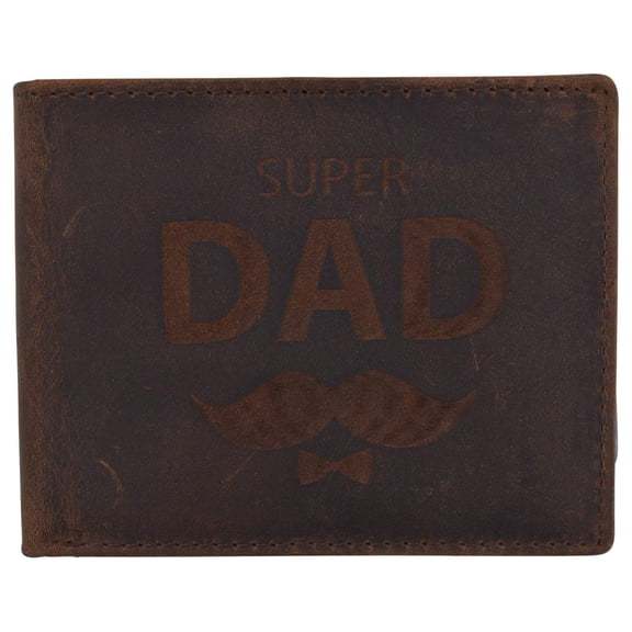 Super Dad Mens RFID Blocking Leather Bifold Wallet Father's Day gift
