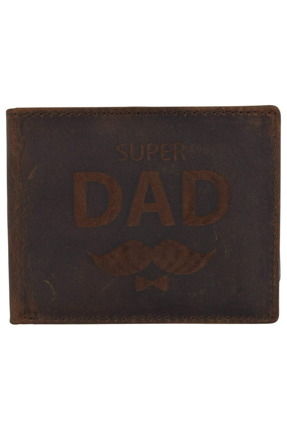 Super Dad Mens RFID Blocking Leather Bifold Wallet Father's Day gift