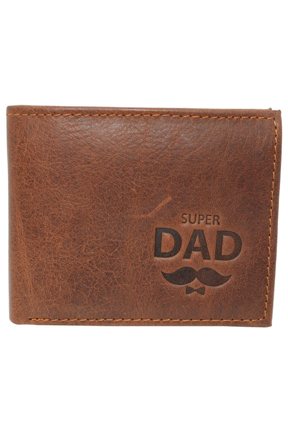 Super Dad RFID Blocking Real Leather Bifold Classic Wallet for Men