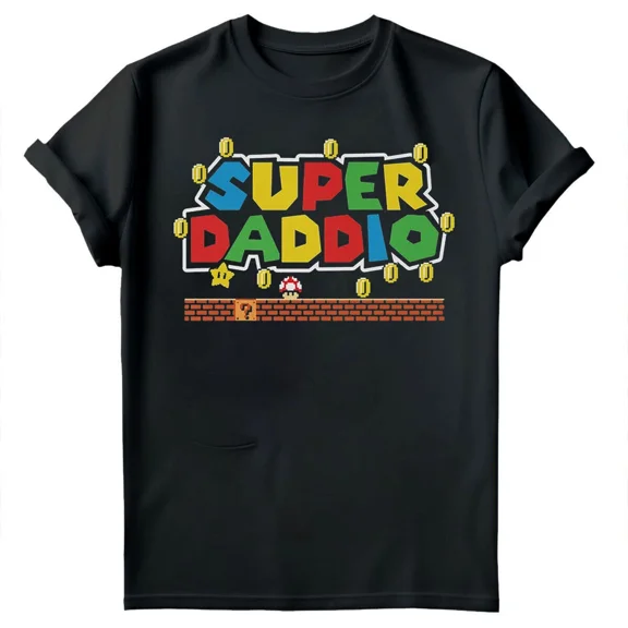 Super Daddio Fathers Day Gamer Dad Fun Gift Novelty Mens T-Shirts Tee Top #FD