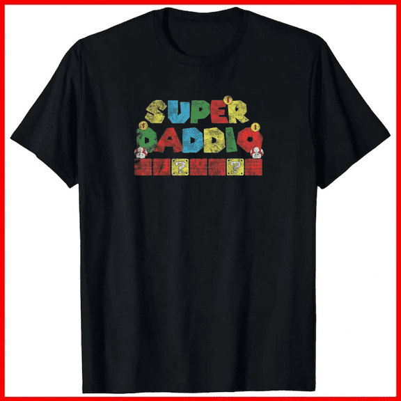 Super Daddio Retro Gamer Dad Style Video Game Controller Graphic Unisex T-Shirt, up to size 5XL